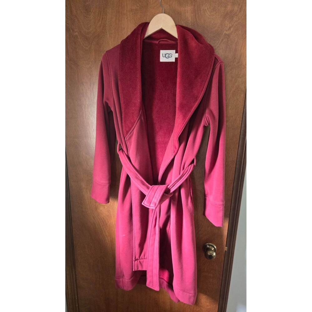 UGG Women's Shawl-Collar Duffield Long-Sleeve Bath Robe Red Size Small